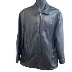 Hugo Boss Golf Mija’s Men’s Black Lambskin Leather Jacket Size 42R